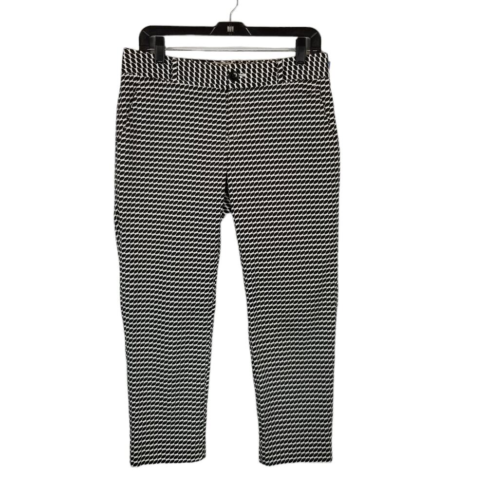 Banana Republic Women's Hampton Pants Cropped Black White Size 6
